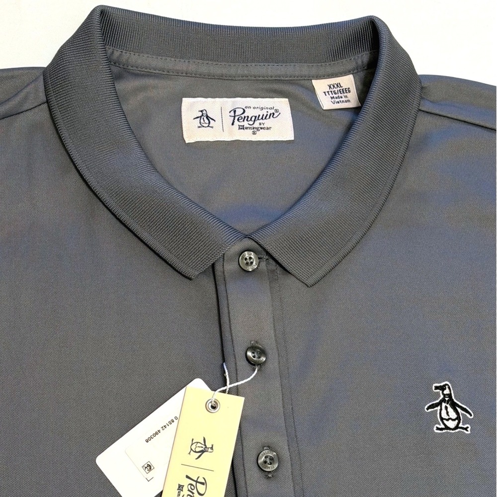 Original Penguin Mens Short Sleeve Polo Shirt Grey XXXL 3XL NWT